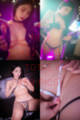 A collage of photos of a woman in lingerie.